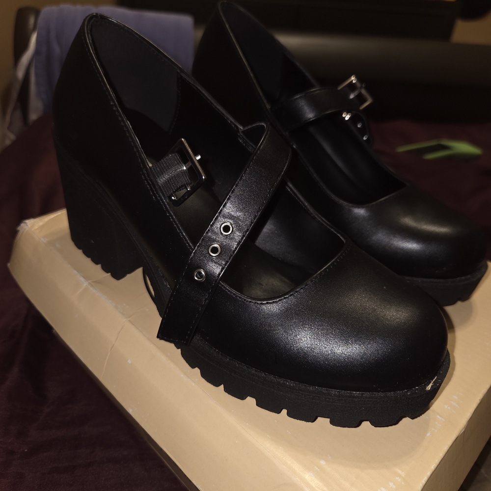 Soda Black Platform Mary Jane Shoes